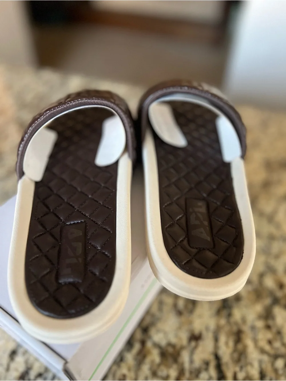 APL Athletic Propulsion Labs Men's Lusso Slide in Chocolate/Pristine